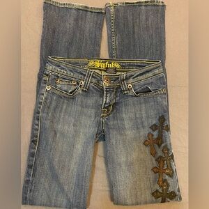 Affliction low rise cross jeans
